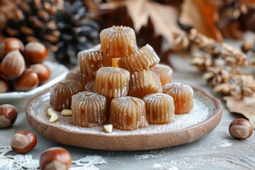 Canvas Print - Turkish chestnut candies on plate