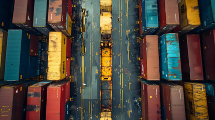 Aerial View of Shipping Containers at a Port