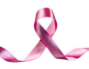 crossed pink ribbon symbol of world cancer day on a white isolated background. Generative AI.