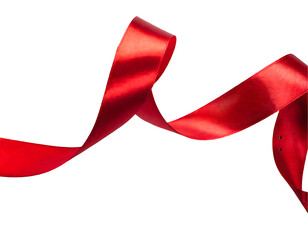 curly red ribbon on a white isolated background. Generative AI.