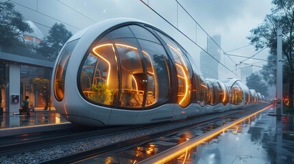 Canvas Print - A futuristic urban mobility hub integrating public transportation, shared mobility services, electric vehicle charging infrastructure, and smart transportation management systems