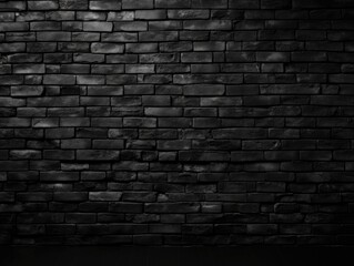 Black brick wall dark texture background with copy space for text