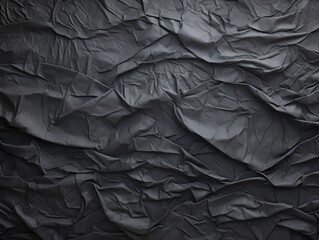 Crumpled black paper texture abstract background with copy space for text