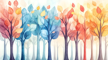 Wall Mural - Watercolor Forest Illustration for a Magical Atmosphere