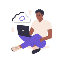 Wall Mural - flat illustration cloud syncing concept. llustration for website, landing page, mobile app, poster a