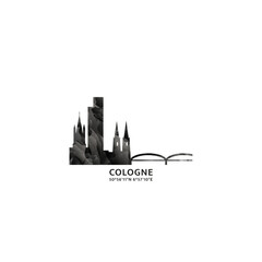 Wall Mural - Cologne panorama, vector badge, skyline logo and icon. Germany city horizon logotype with landmarks and building silhouettes. Isolated foggy abstract gradient graphic