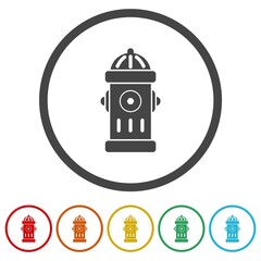 Poster - Fire hydrant icon. Set icons in color circle buttons