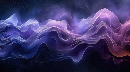 Leinwandbilder - A minimalist oil painting of abstract of mesh wave lines, dark background, subtle use of dark purple. Generative AI.