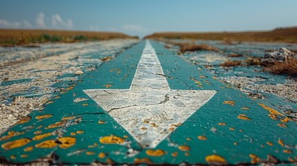 Poster - green road sign with white arrow pointing to the right