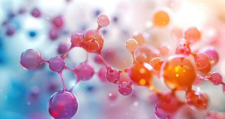 Aufkleber - Colorful abstract geometric, molecular structures, white background. Generative AI.