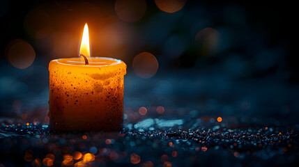 Candlelight Glow on Blue Glitter - Photo