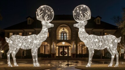 Poster - Illuminate your outdoor space with sparkling LED reindeer, twinkling stars, and shimmering snowflakes for a dazzling display of holiday magic.