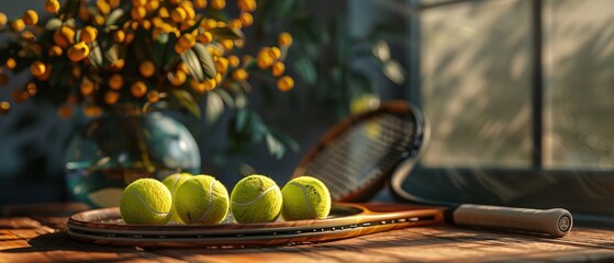 tennis racket with a set of balls