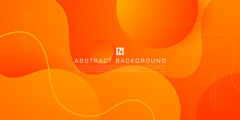 Wall Mural - Bright orange abstract background with simple shapes and wavy lines. Fresh and colorful orange design. popular and modern with shadow 3d concept. Eps10 vector