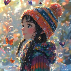 Wall Mural - Girl in a Winter Wonderland.