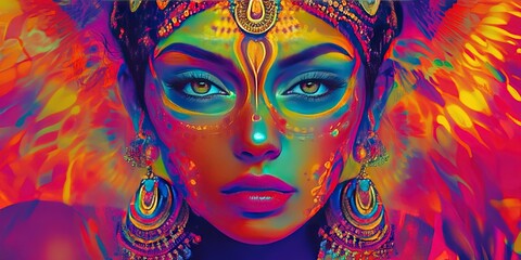 Wall Mural - vivid colours, beautiful indian woman