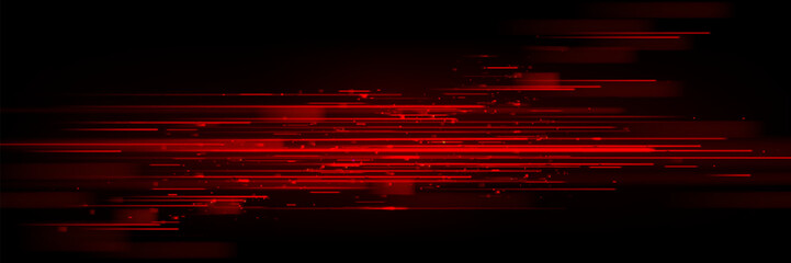 Wall Mural - red speed light horizontal straight line on black background. realistic vector illustration of abstr