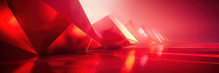 Wall Mural - bright atmosphere, red tone, abstract, basic geometry, display background, 3d, octane rendering, 