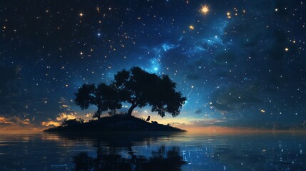 Wall Mural - A night starry sky, showcasing a vast expanse filled with twinkling stars against a deep, dark backdrop.