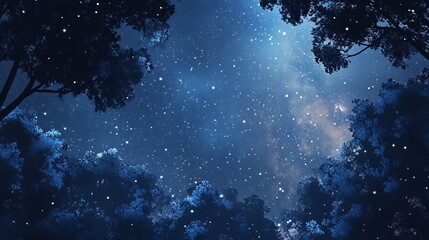 Wall Mural - A night starry sky, showcasing a vast expanse filled with twinkling stars against a deep, dark backdrop.