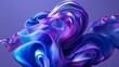 © Farid - Blue and purple gradient color floating liquid blob. 3d rendering picture.