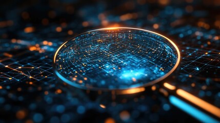 Wall Mural - magnifying 3d digital network symbolizing search engine uncovering hidden details and complexities o