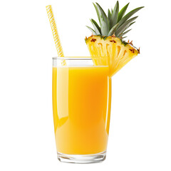 Wall Mural - fresh pineapple juice isolated on transparent or white background
 