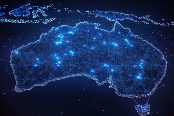 Wall Mural - Digital map of australia network connectivity created with generative ai
