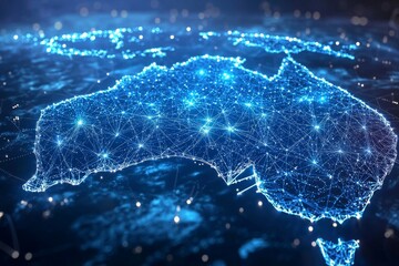 Wall Mural - Digital map of australia network connectivity created with generative ai