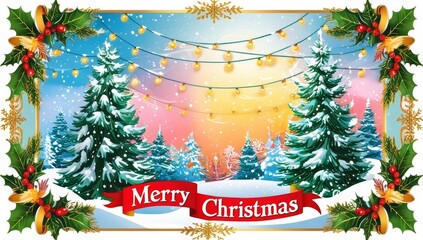 Wall Mural - A vibrant and festive Merry Christmas celebration background