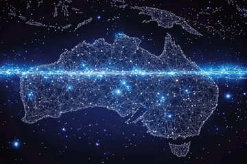Wall Mural - Digital map of australia network connectivity created with generative ai