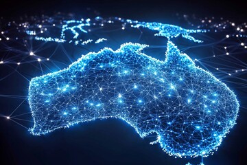 Wall Mural - Digital map of australia network connectivity created with generative ai
