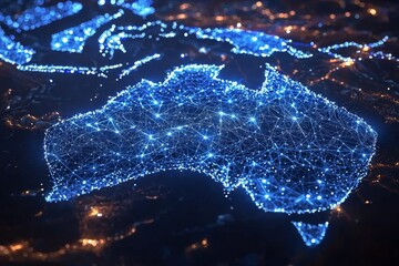 Wall Mural - Digital map of australia network connectivity created with generative ai