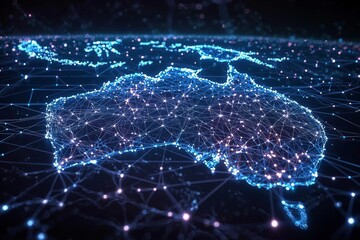 Wall Mural - Digital map of australia network connectivity created with generative ai
