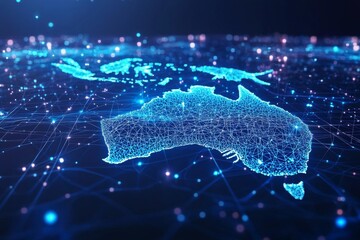 Wall Mural - Digital map of australia network connectivity created with generative ai