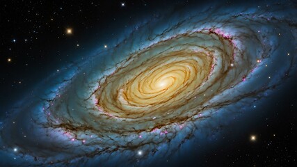 Wall Mural - yellow spiral in deep space the center of the galaxy background