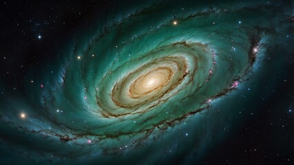 Wall Mural - green spiral in deep space the center of the galaxy background