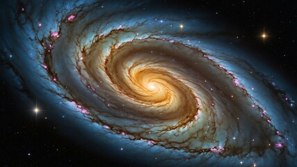 Wall Mural - gold spiral in deep space the center of the galaxy background