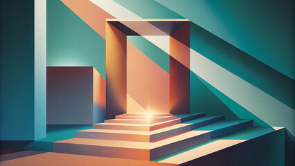 Wall Mural - An abstract composition with a 3D illusion, using light and shadow to create depth and dimension within the brushstrokes