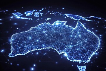 Wall Mural - Digital map of australia network connectivity created with generative ai