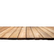 © hanifa - empty wooden table front view on a white isolated background. Generative AI.