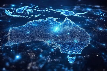 Wall Mural - Digital map of australia network connectivity created with generative ai