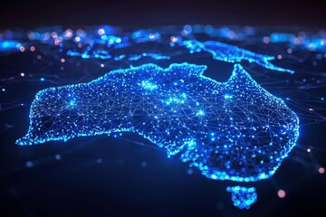 Wall Mural - Digital map of australia network connectivity created with generative ai