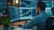 © VK Studio - A focused analyst studies detailed financial charts on multiple monitors, reflecting the dynamic atmosphere of the trading floor.