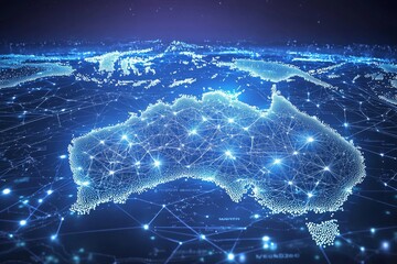Wall Mural - Digital map of australia network connectivity created with generative ai