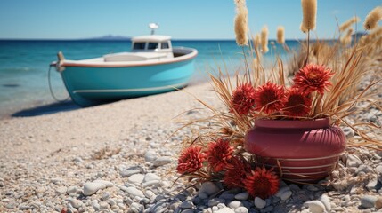 Wall Mural - boat on the beach  