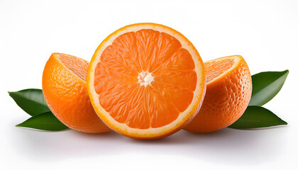 Wall Mural - Orange fruit and slice isolated on white background