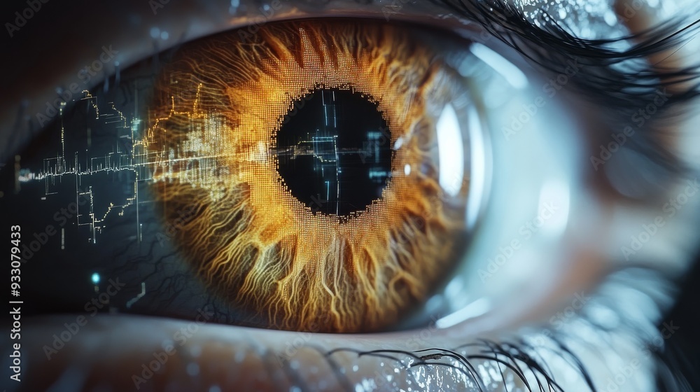 High-tech interactive diagram of the human eye with digital ...