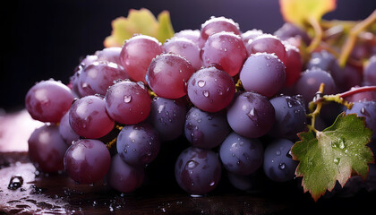 Wall Mural - Grapeberry on dark blurred background