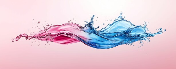 Canvas Print - Abstract water surface with wave patterns, vibrant gradients, isolated on a light pink background, bird's eye view shot, realistic photo, more clarity with clear light and sharp focus, high detailed